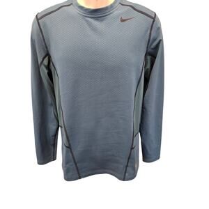 Nike pro combat hyper warm lite EUC fitted teal long sleeve active top mens M